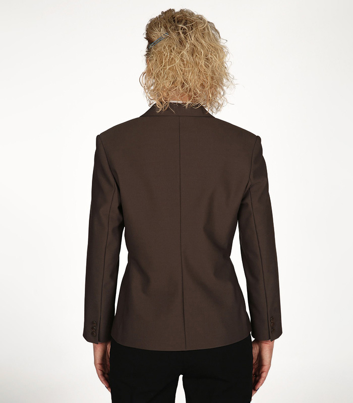 Dark Brown Blazer with Slash Pockets - Celmri Apparel Dark Brown Blazer with Slash Pockets - Celmri Apparel